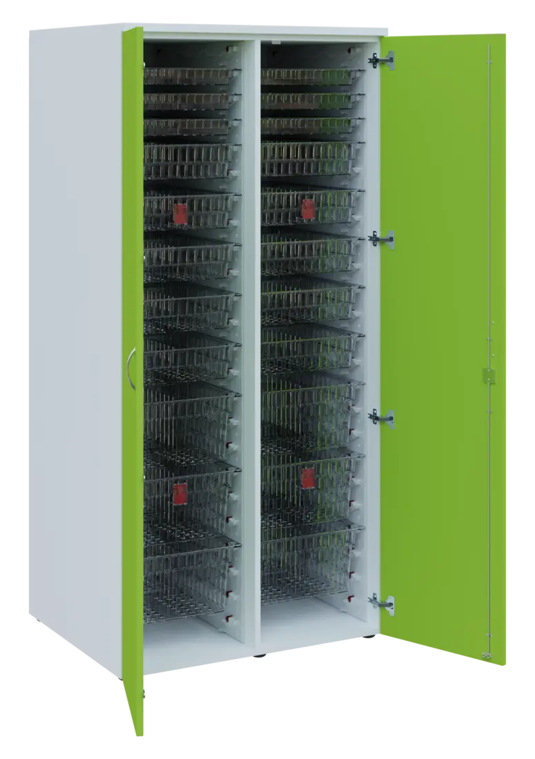 EUROMEDICA D - 90 TRANSPARENT skříň léková boxová, 2-dveřová, 1950x900x735, korpus bílý, dvířka jarn